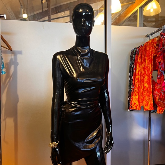 SIEMPRE Black Faux Leather Mini Dress - Picture 3 of 4